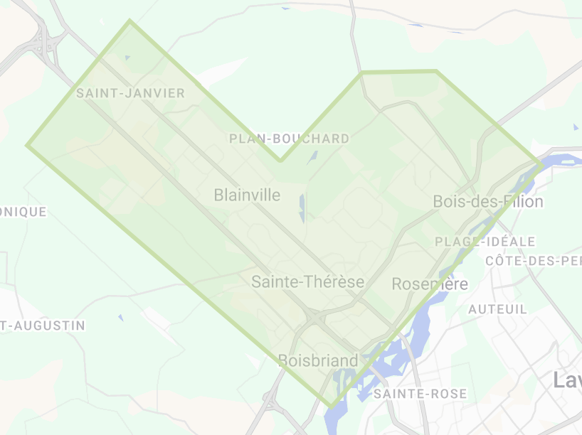 Carte de la zone de service